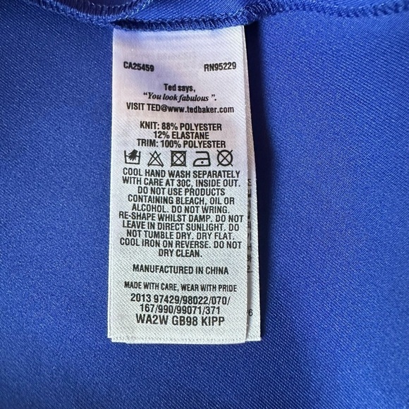 TED BAKER KIPP NEOPRENE ROYAL BLUE SKATER DRESS SIZE 2 - Picture 13 of 16
